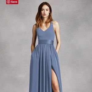 Steel blue V neck halter halter gown size 2